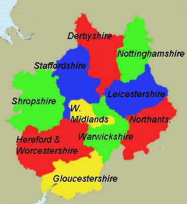 map of English Midlands
