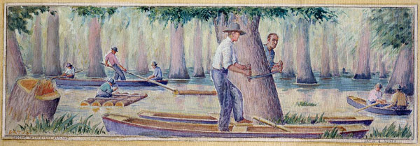 Logging the Louisiana Swamps mural