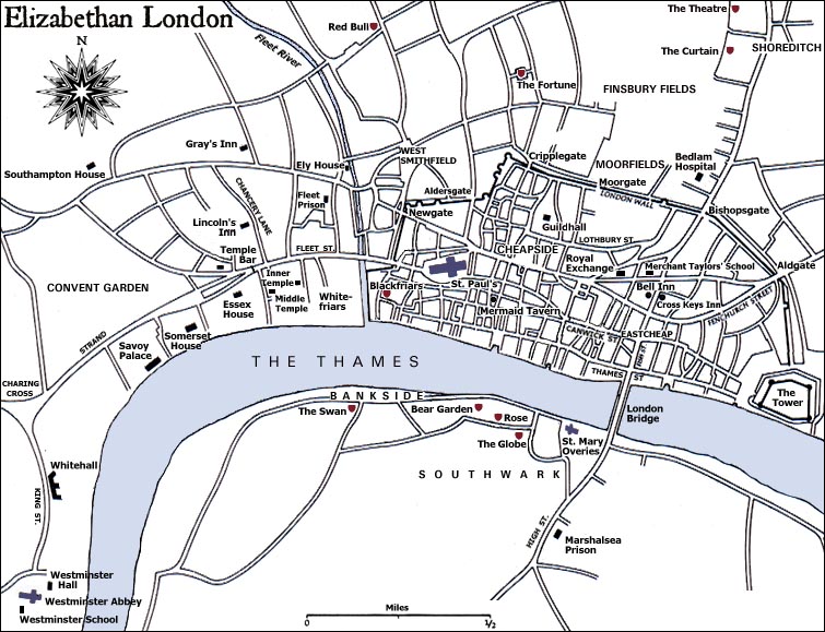 map of Elizabethan London